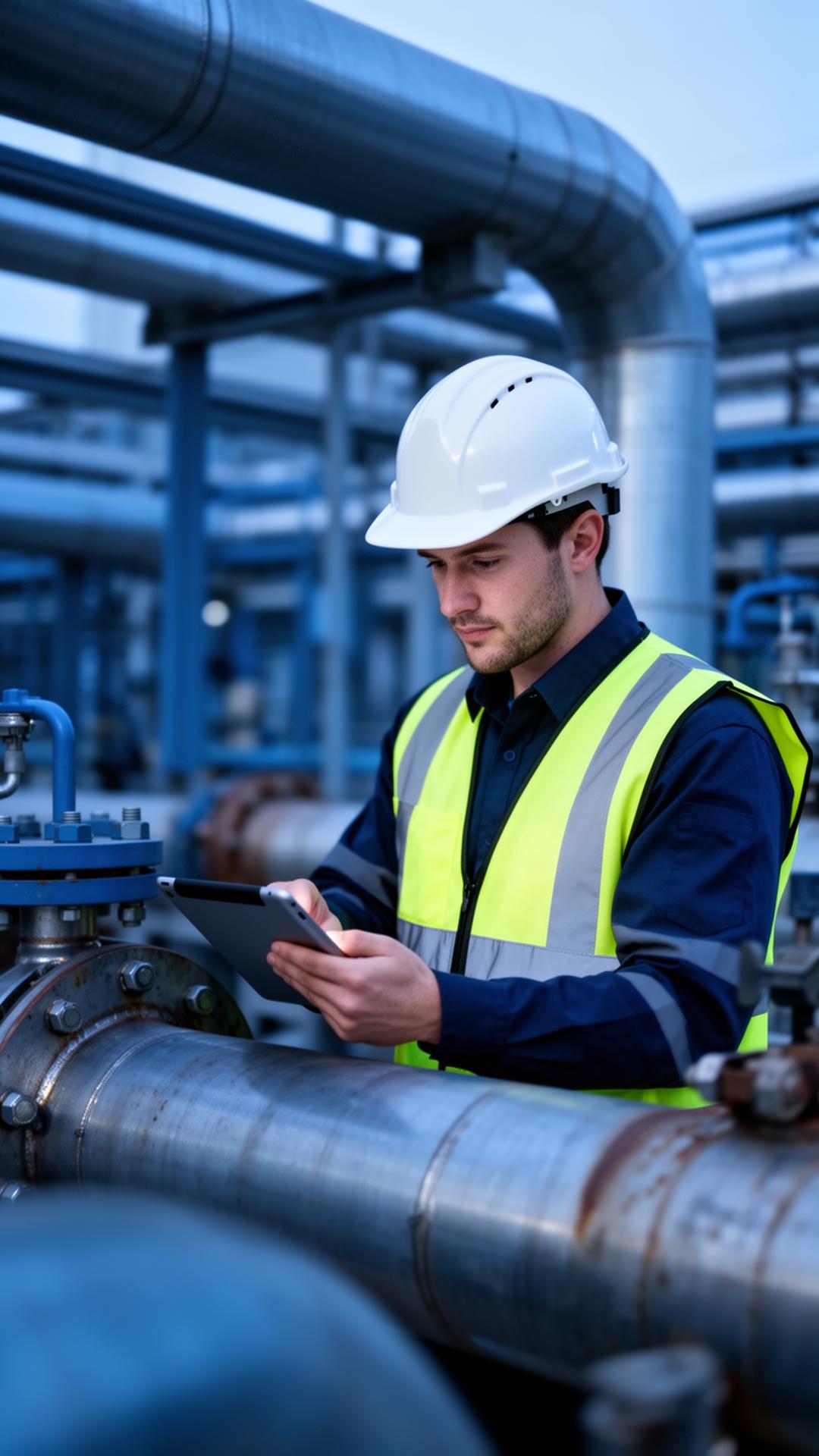 Inspection engineer with tablet